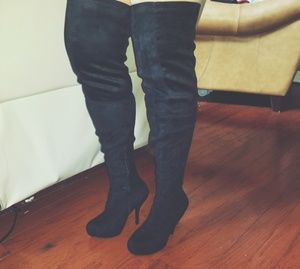 Black 5" heel boots